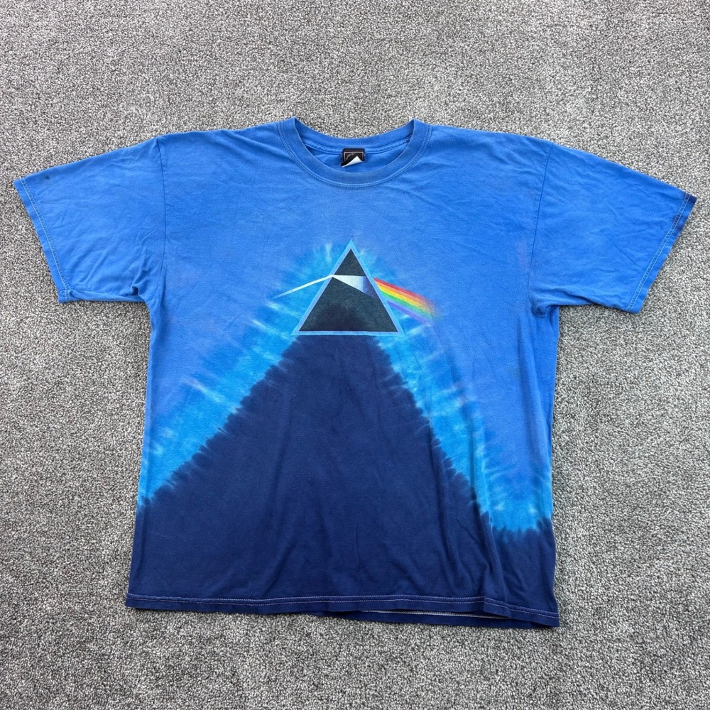 Vintage Y2K Pink Floyd Dark Side of the Moon Shirt Mens XL Blue Tie Dye Rockware